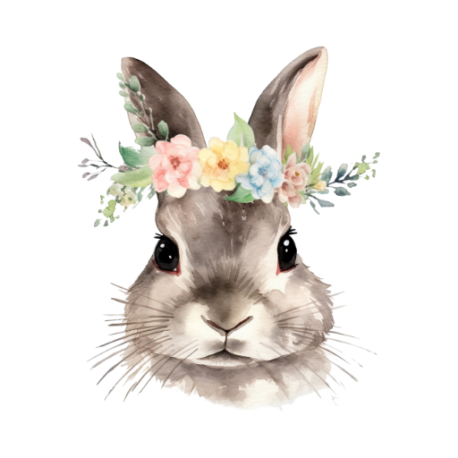 花の冠のウサギ