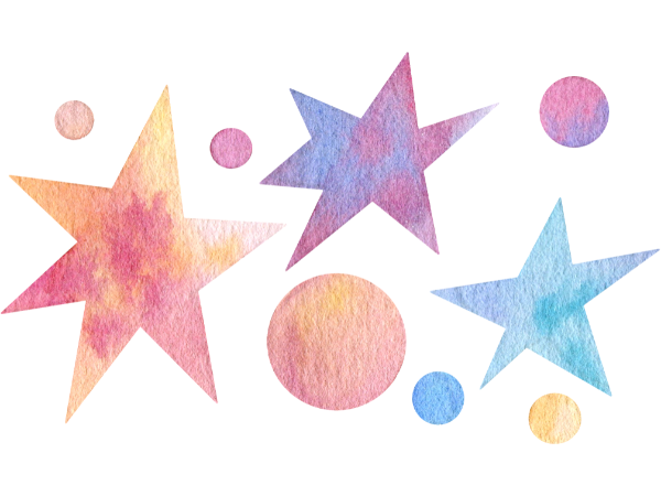 カラフルなグラデーションの星や丸